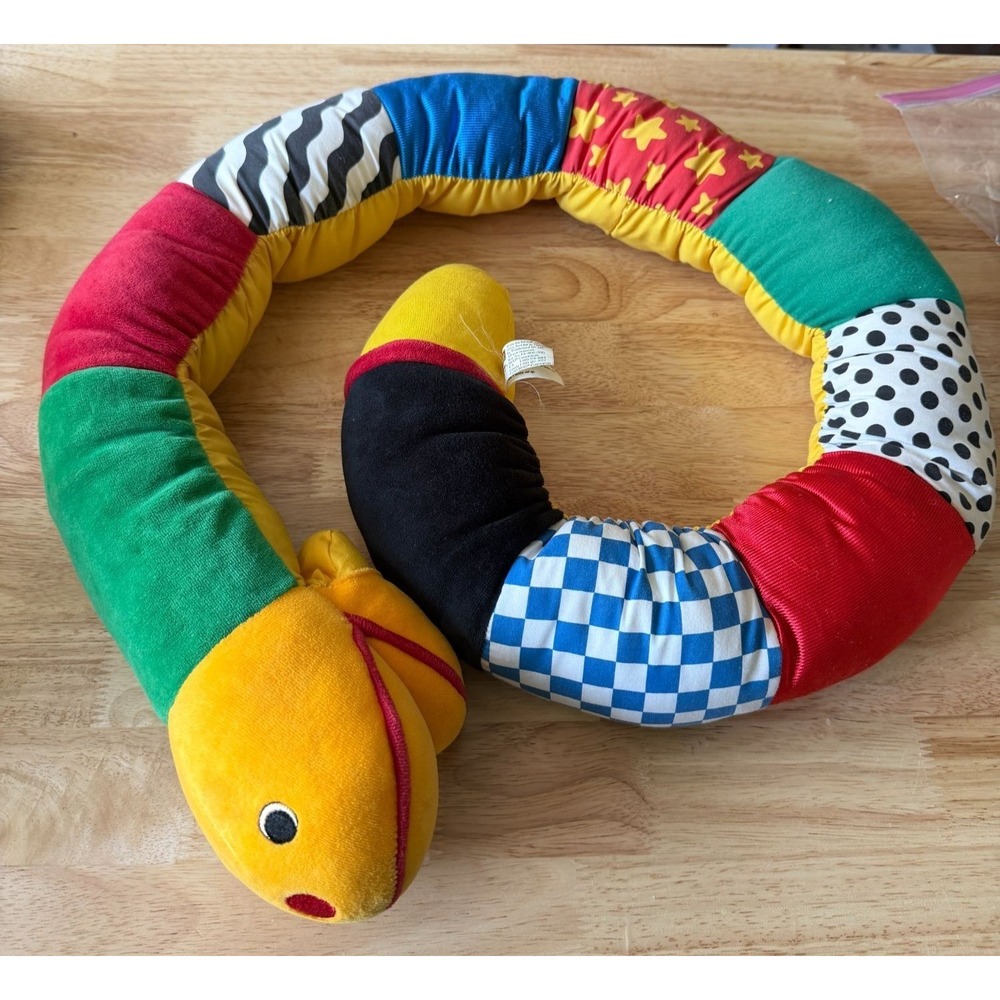 Vintage BRIO Activity Snake Plush Developmental Toy 52" Rattle 30275 w Box